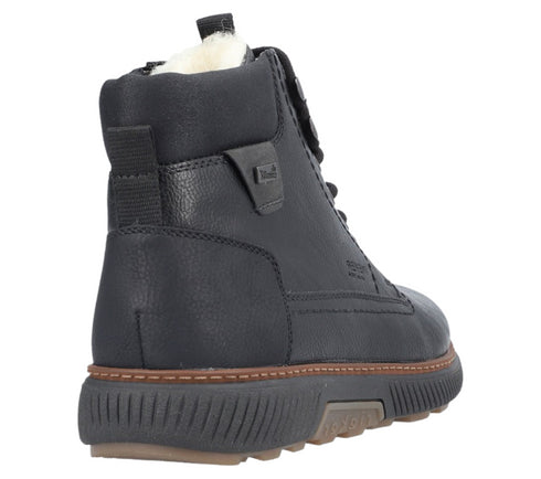 Ghete casual, barbati, RIEKER, B3342-00 negru, piele ecologica